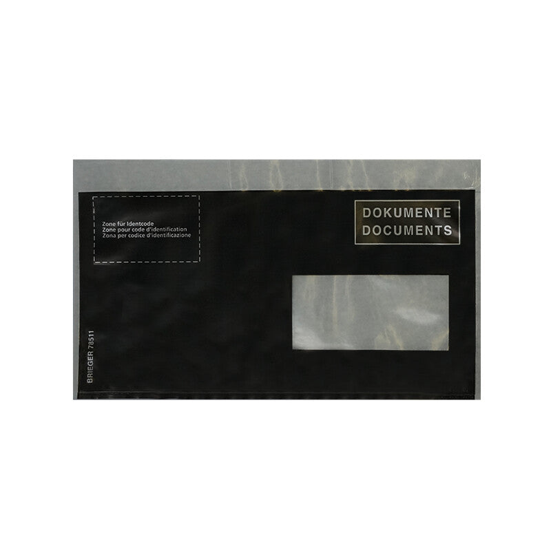 Dokumententaschen C6/5, schwarz, Fenster rechts (Inhalt 250 Paket/e) - Verpackungspartner