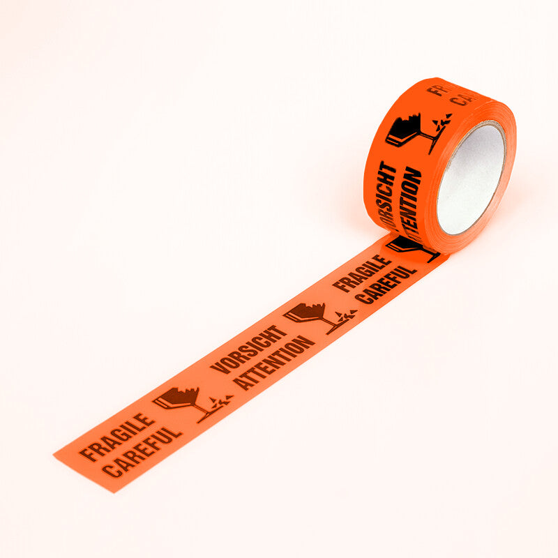 Warnklebeband ''Vorsicht Fragile  '', 50 mm x 66 m, signalorange - Verpackungspartner