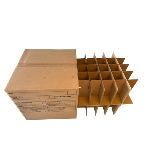 Umzugsboxen Geschirrkarton klein mit Inhalt - braun 500x500x500mm - Verpackungspartner